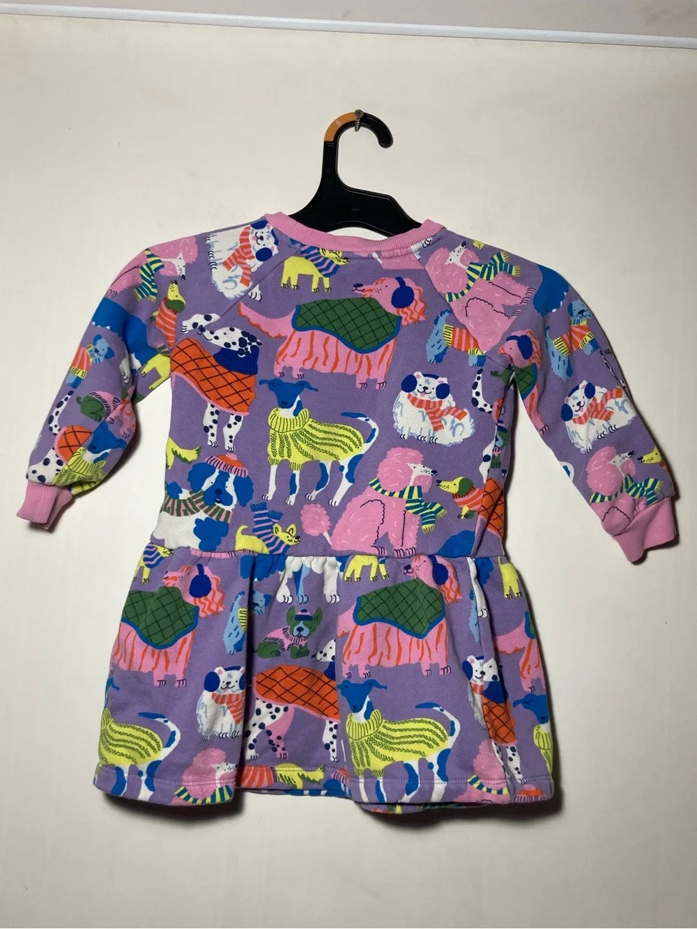 Mini Boden Girls Cozy Sweatshirt Dress Dog Design Cotton Blend Size 2-3 Yrs